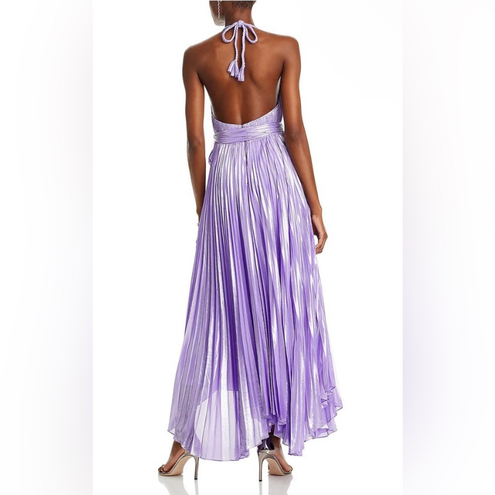 Alice + Olivia Arista Halterneck Accordion Pleat Maxi Dress in lavender Size 2 - Picture 2 of 12
